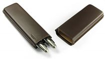 Etui-fourreau P�3190 en cuir brun moka pour 2 stylos Porsche Design