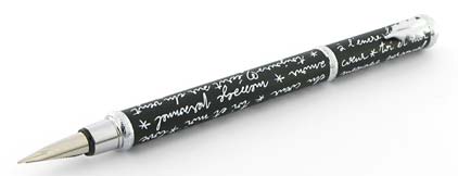 Stylo plume Message noir blanc de � In�s de la Fressange � - photo.