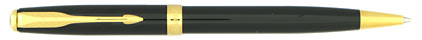 Stylo bille Sonnet laqu� noir intense attributs plaqu�s or de Parker