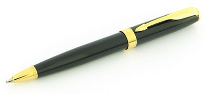 Stylo bille Sonnet Mini laqu� noir intense attributs plaqu�s or de Parker  - photo.