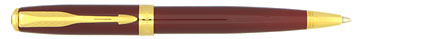Stylo bille Sonnet Mini laqu� rouge intense attributs plaqu�s or de Parker , cliquez pour plus de d�tails sur ce stylo...