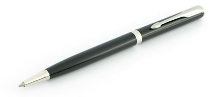 Stylo bille Sonnet Slim laqu� noir intense attributs chrom�s de Parker - photo.