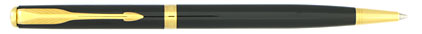 Stylo bille Sonnet Slim laqu� noir intense attributs plaqu�s or de Parker
