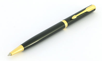 Stylo bille Sonnet Slim laqu� noir intense attributs plaqu�s or de Parker - photo.