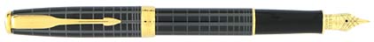 Stylo plume Sonnet laqu� gris intense attributs plaqu�s or de Parker