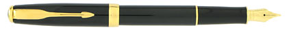 Stylo plume Sonnet laqu� noir intense attributs plaqu�s or de Parker