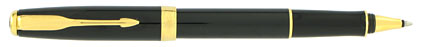 Roller Sonnet laqu� noir intense attributs plaqu�s or de Parker, cliquez pour plus de d�tails sur ce stylo...