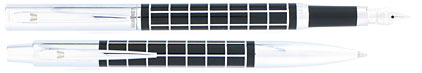 Parure stylo plume/stylo bille Swing noire attributs chrom�s de Vuarnet, cliquez pour plus de d�tails sur ce stylo...
