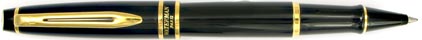 Roller Expert Laqu� Noir attributs dor�s de Waterman, cliquez pour plus de d�tails sur ce stylo...