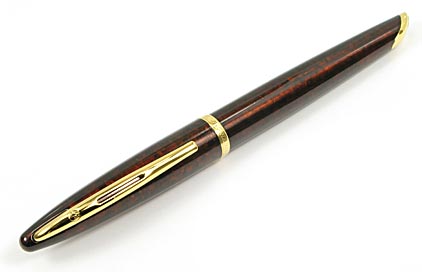 Stylo plume Car�ne Ambre Marine attributs plaqu�s or de Waterman - photo.