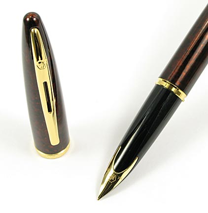 Stylo plume Car�ne Ambre Marine attributs plaqu�s or de Waterman - photo 2