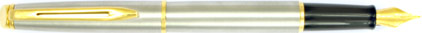 Stylo plume H�misph�re acier satin� attributs dor�s de Waterman