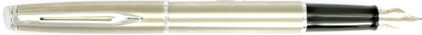 Stylo plume H�misph�re acier satin� attributs chrom�s de Waterman, cliquez pour plus de d�tails sur ce stylo...