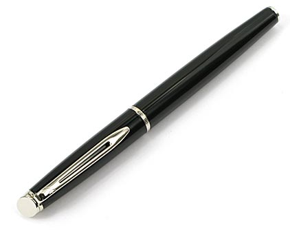 Stylo plume H�misph�re laqu� noir attributs chrom�s de Waterman - photo.