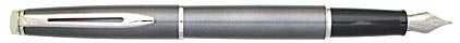Stylo plume H�misph�re satin� gris attributs chrom�s de Waterman, cliquez pour plus de d�tails sur ce stylo...