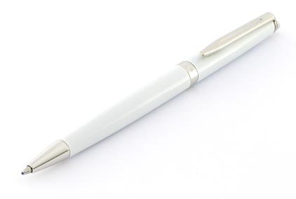 Stylo bille H�misph�re laqu� blanc attributs palladi�s de Waterman - photo.